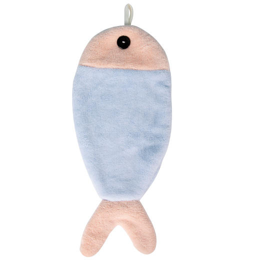 「五款配色！珊瑚绒面料」珊瑚绒创意擦手巾 居家日用布艺可挂式鱼吸水毛巾加厚儿童擦手毛巾可爱挂巾厨房用品 商品图3