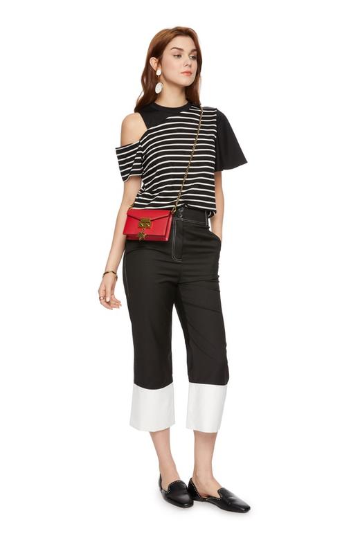 AVA 不对称露肩条纹T恤 5723 商品图3