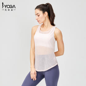 IYOGA防蚊虫蛀虫纱瑜伽服运动健身服背心罩衫女夏新款透气排汗速干薄款仙气外搭上衣T040