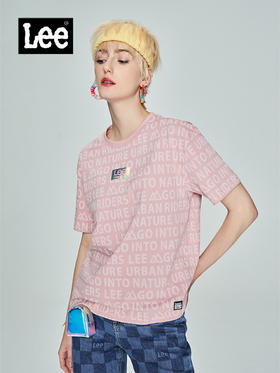 LEE 新品舒适满印脏粉色女短袖T恤LWT005218201