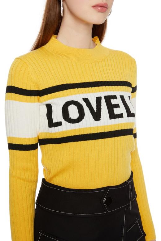 AVA 字母饰拼色针织衫 5519 商品图2