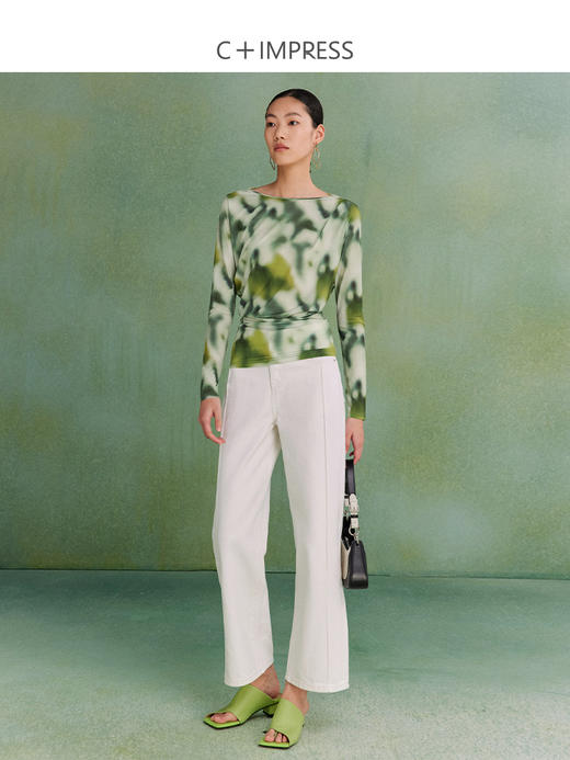 西嘉C+IMPRESS｜精梳棉 牛仔裤女春夏纯棉直筒九分裤白色裤子 商品图2