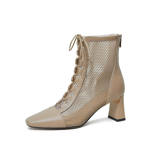 镂空绑带性感网纱罗马粗跟短靴CZ-C387 商品图4