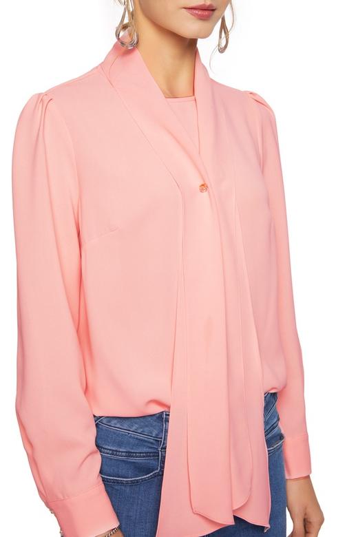 SUMMER & SAGE 粉色飘带雪纺衬衣 5919 商品图2