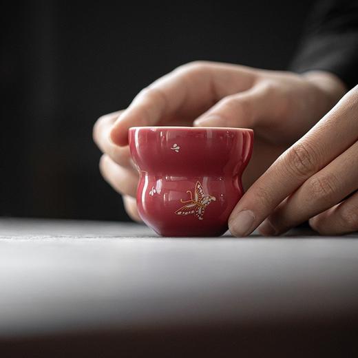 岚工坊 金银错舞蝶/葫芦茶杯   功夫茶具文人品茗杯 金银错舞蝶陶瓷主人杯 商品图5