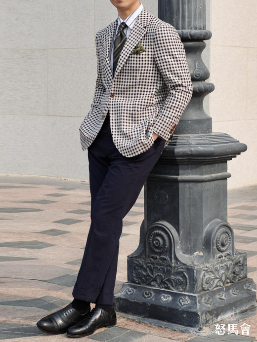 Sojitz 泡泡纱藏蓝色意式工艺裤装 商品图4