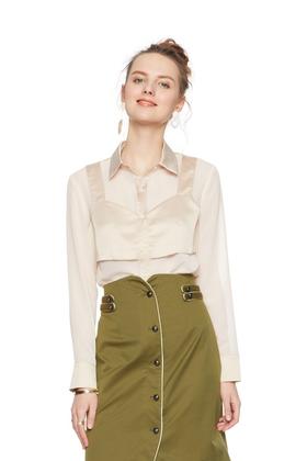 OCTAVIA 吊带造型拼接米色衬衣 5450