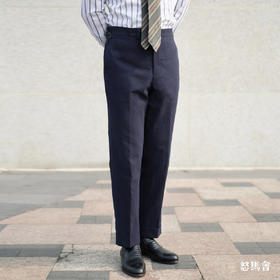 Sojitz 泡泡纱藏蓝色意式工艺裤装