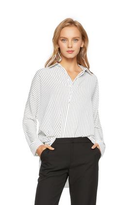 AVA 简约白色条纹衬衣 5695