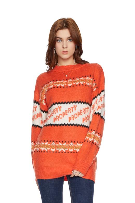 Etam Weekend 橙色民族风套头毛衣 5504 商品图0