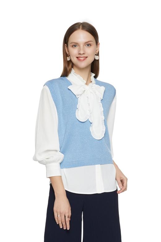 Jessy line 甜美风系带拼接上衣 5933 商品图0