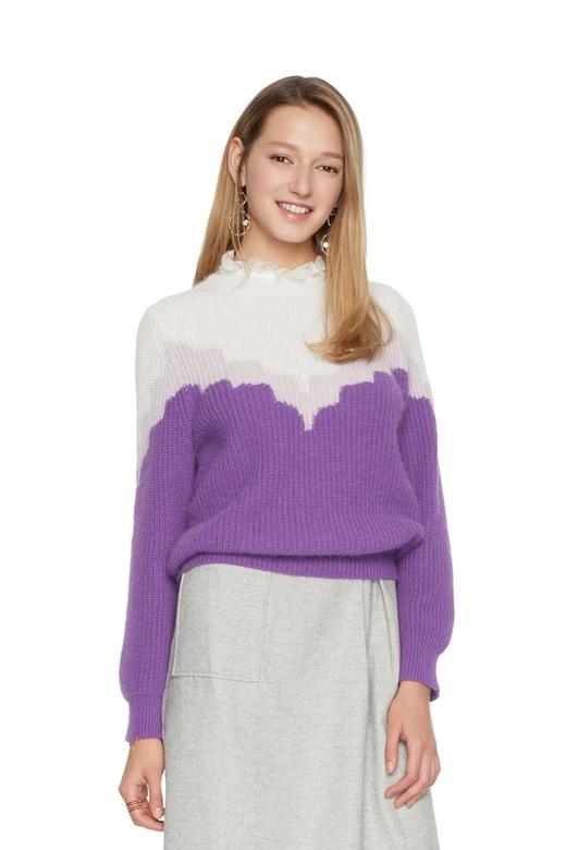 LA CHAPELLE拉夏贝尔 休闲拼色套头毛衣 5578 商品图0