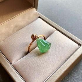 冰种阳绿翡翠莲蓬戒指18k玫瑰金镶嵌
