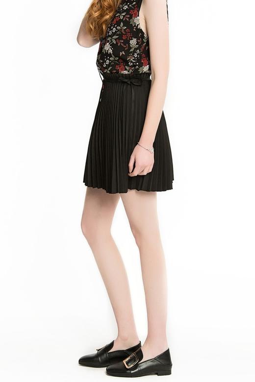 SINGLY 黑色简约挺括百褶裙 1198 商品图1