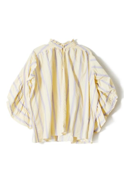 AVA 嫩黄色褶裥立领衬衫 1689 商品图5