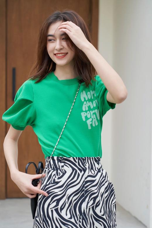 斑马纹开衩牛仔直身长裙 商品图2