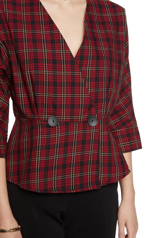 Bershka 围裹式V领格纹上衣 5407 商品图2