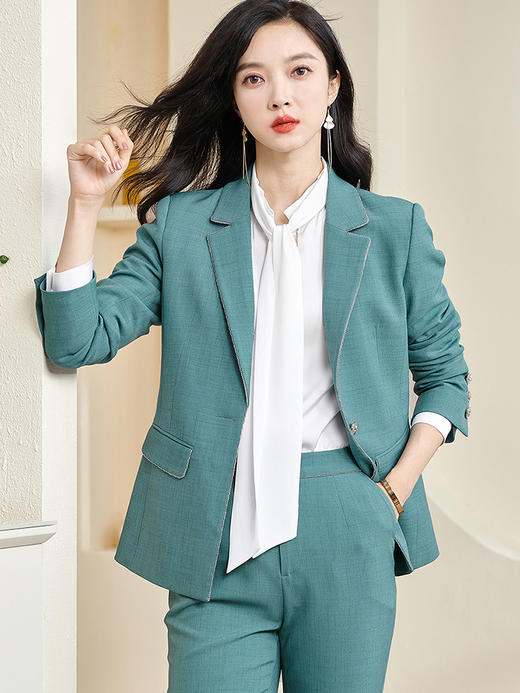 剩 米思阳2025春季新款气质温柔职场通勤一粒扣修身西装长袖外套2719 商品图1