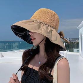 【运动户外】黑胶沙滩帽遮阳帽女夏季镂空凉帽