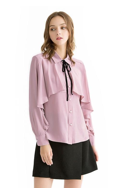 SINGLY 复古荷叶边雪纺上衣 1194 商品图0