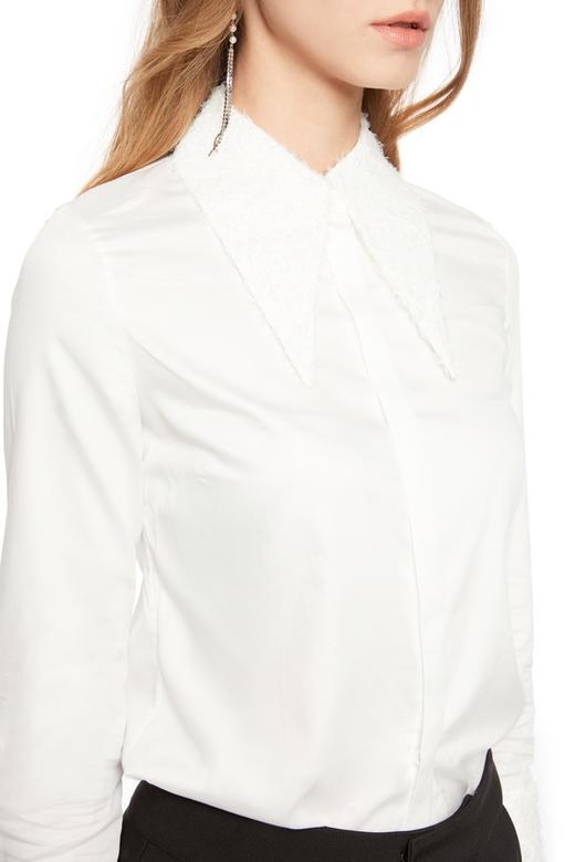 Lia Shade 短毛饰翻领白衬衫 5555 商品图2