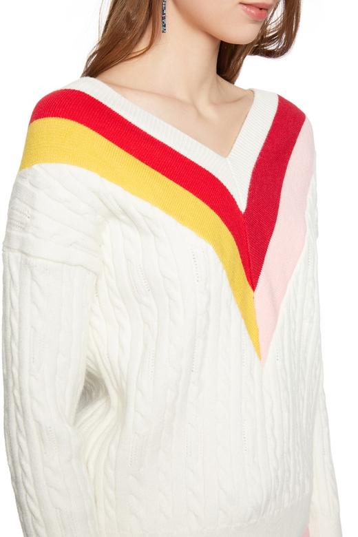 AVA 拼色V字条纹针织衫 5663 商品图2