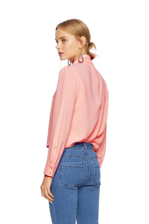 SUMMER & SAGE 粉色飘带雪纺衬衣 5919 商品图1