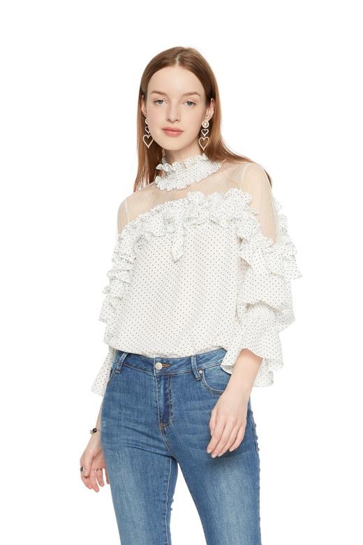 TT.COLOR 木耳边半透明波点上衣 5020 商品图0