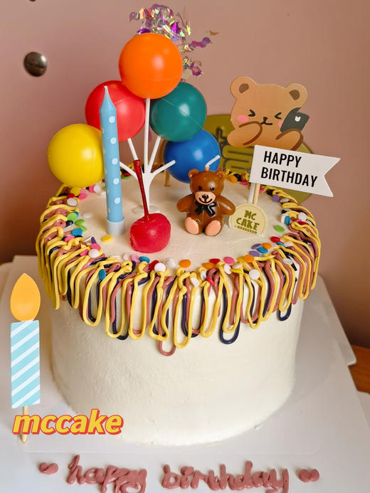 【当日急单】ins风小熊蜡烛蛋糕 商品图0