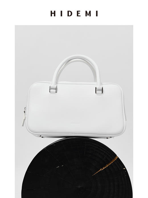 HIDEMI 牛皮波士顿包 白色/烟草灰绿 商品图2