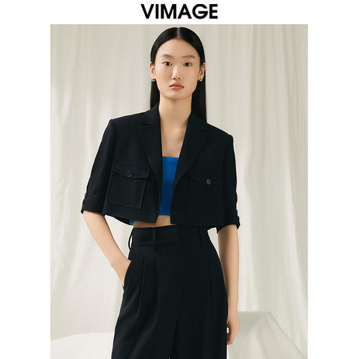 VIMAGE纬漫纪春季新款时尚百搭短款外套女V1903523 商品图5