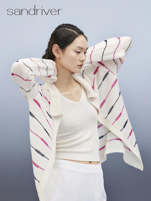 polo领彩条女开衫 SJS95W059K 商品图2