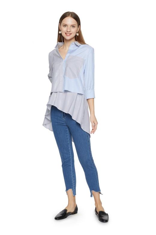 TONGRI曈日 条纹拼接不规则衬衣 5156 商品图0