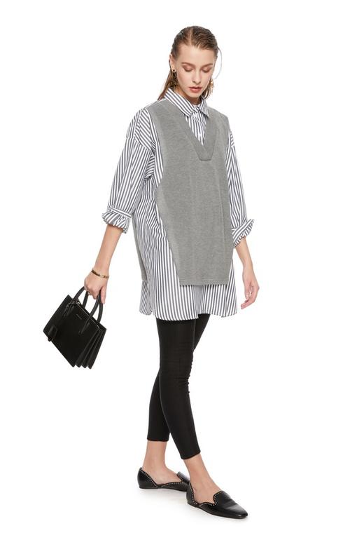 HAYES 假两件灰色条纹衬衣 5457 商品图3