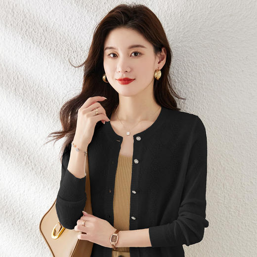 早春新款，女装圆领针织开衫薄款短外套小个子上衣CC-ABS7116 商品图6