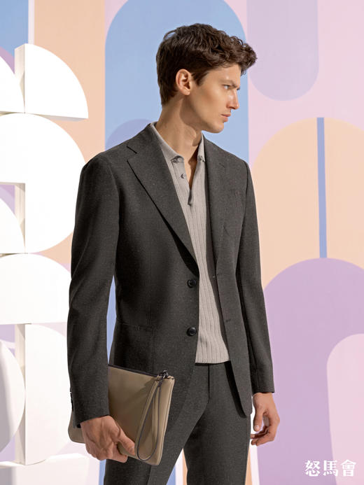 Stylbiella 毛丝棉混织咖色全麻衬套装 商品图0