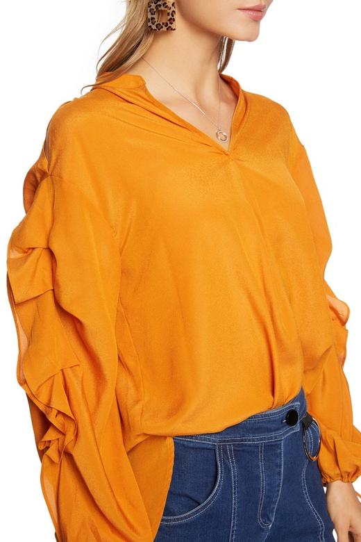 BASIC HOUSE 荷叶边饰V领上衣 5867 商品图2