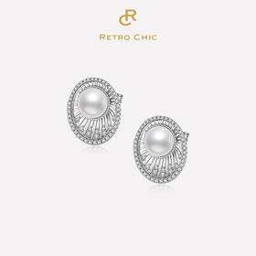 Retro Chic意大利复古时尚首饰 黛安娜白月耳钉