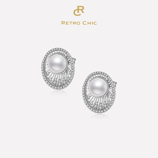 Retro Chic意大利复古时尚首饰 黛安娜白月耳钉 商品图0
