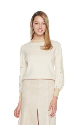 CENCH EDITION 拼色圆领白色毛衣 5190