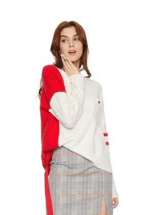 SUMMER & SAGE 不规则拼色毛衣 5227