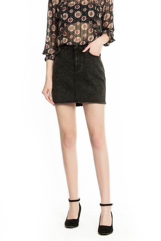 JUCY JUDY 毛边装饰包臀牛仔裙 1235 商品图0