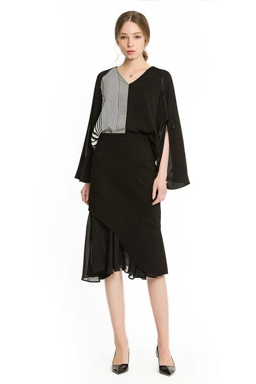 SINGLY 黑色雪纺拼接鱼尾裙 1189 商品图3