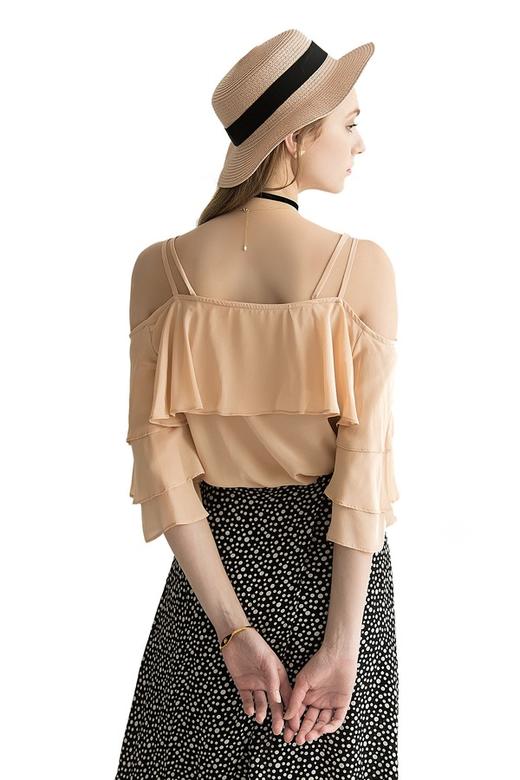 AVA 裸粉色荷叶边饰吊带上衣 1813 商品图2