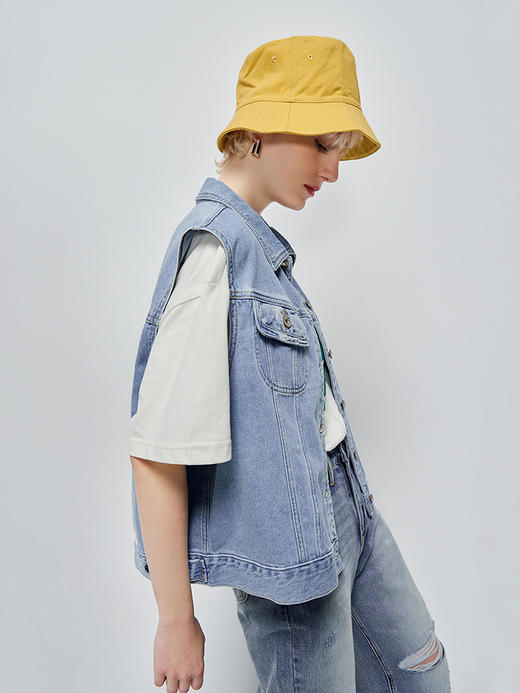 LEE 101+23春夏新品舒适浅蓝女牛仔背心LWT0052055PN 商品图4