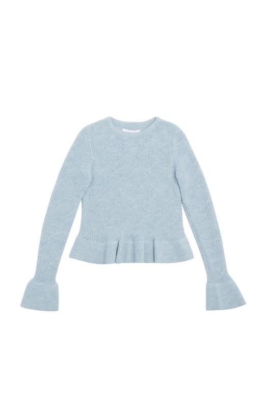 URBAN REVIVO 荷叶边浅蓝色毛衫 5814 商品图4