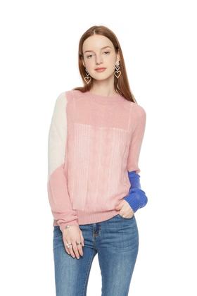 VERDPEEIN婉派 三色拼接薄毛衣 5250