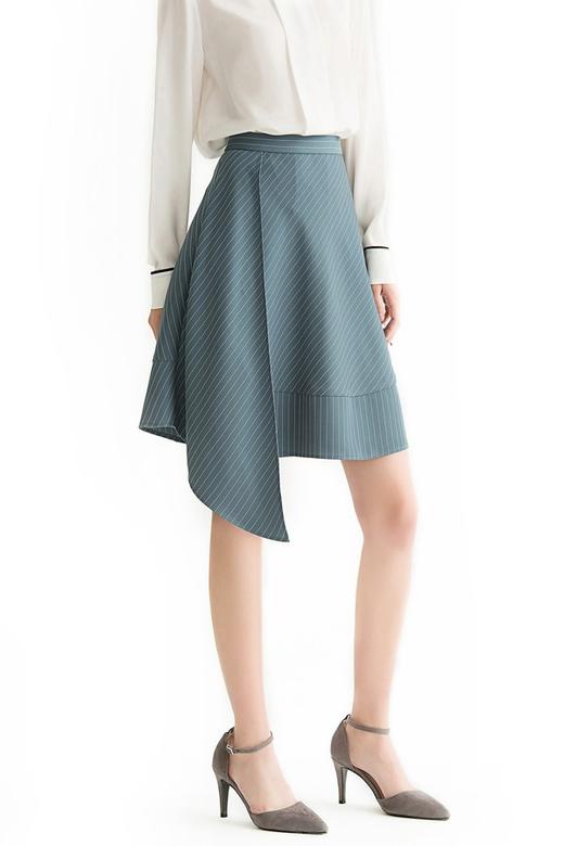 Lia Shade 复古风蓝色条纹半裙 1204 商品图0