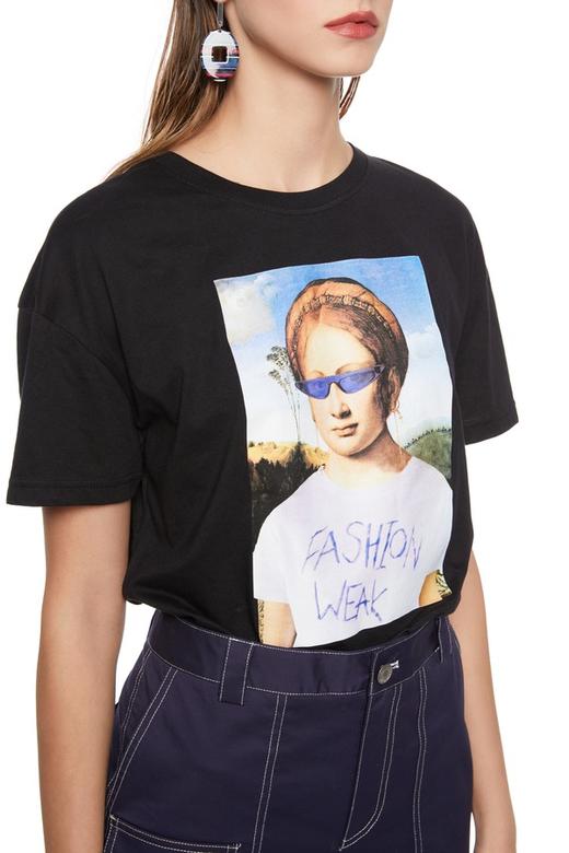 Bershka 人物图案黑色T恤 5409 商品图2