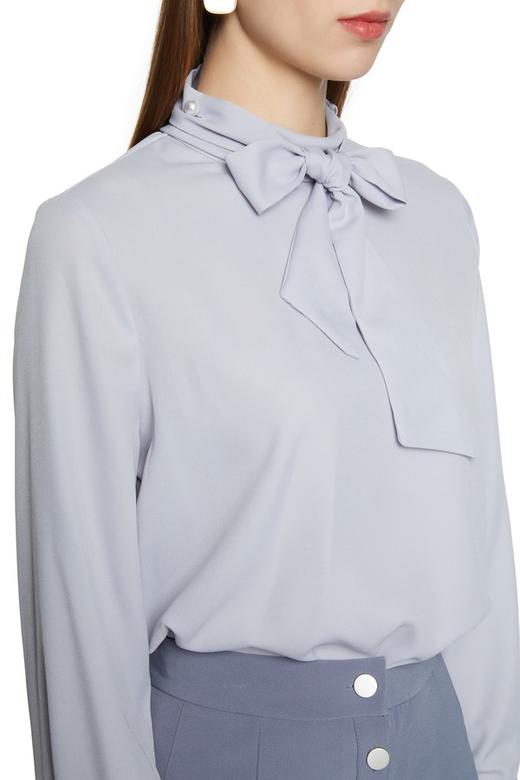 ZVY 蝴蝶结系带灰蓝色衬衣 5206 商品图2